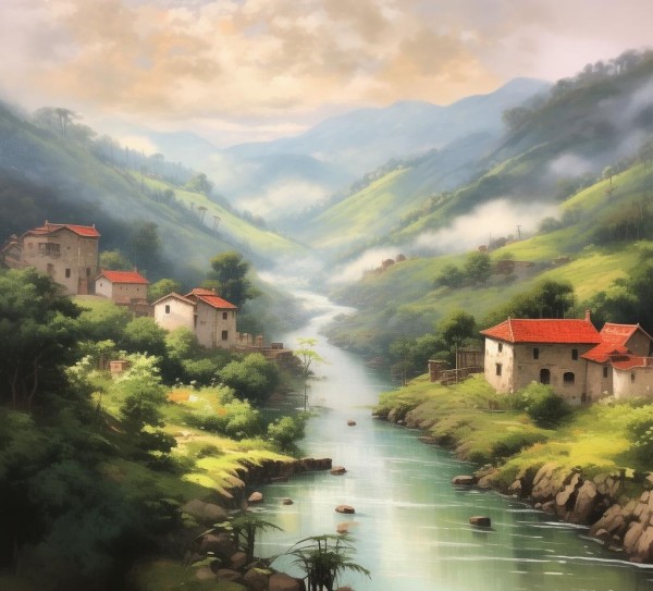 家乡山水画卷，岁月静好图景