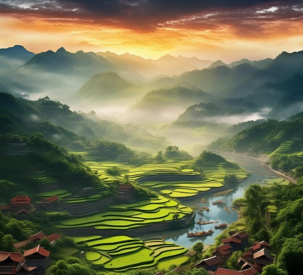 广西画卷，家乡的山水风情画卷